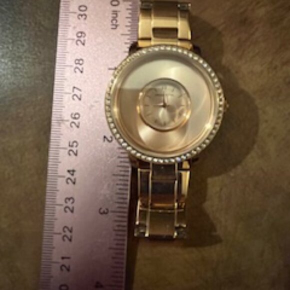 Origami Owl ROSE GOLD Watch, Rhinestones, link band, foldover clasp main image 4